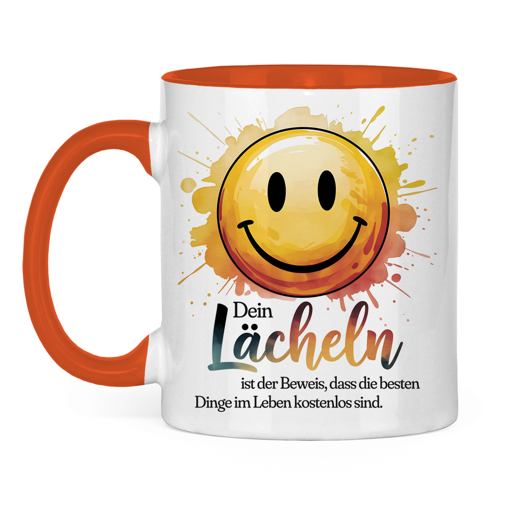 Smiley Tasse "Dein Lächeln ist der Beweis, dass die besten Dinge im Leben kostenlos sind."