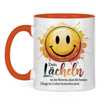 Smiley Tasse "Dein Lächeln ist der Beweis, dass die besten Dinge im Leben kostenlos sind."