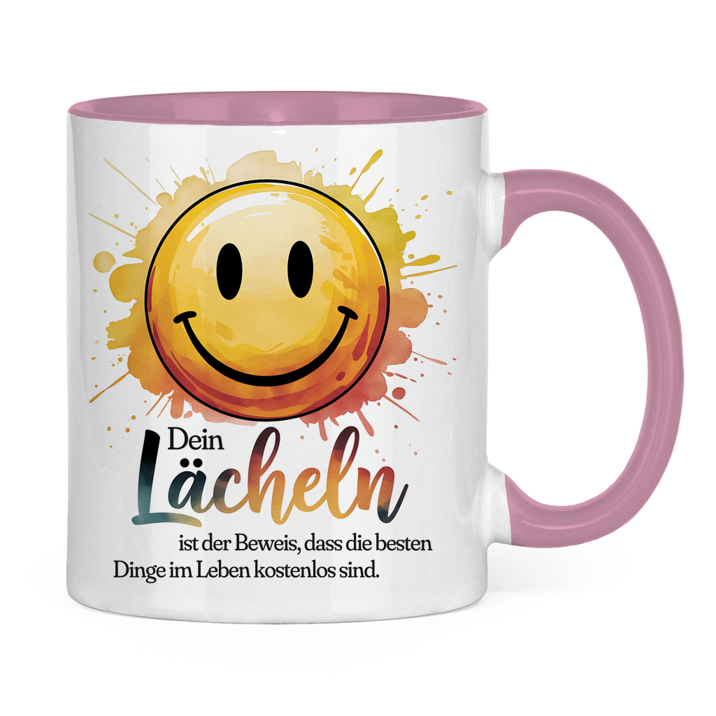 Smiley Tasse "Dein Lächeln ist der Beweis, dass die besten Dinge im Leben kostenlos sind."