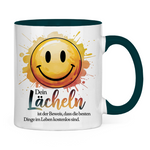 Smiley Tasse "Dein Lächeln ist der Beweis, dass die besten Dinge im Leben kostenlos sind."