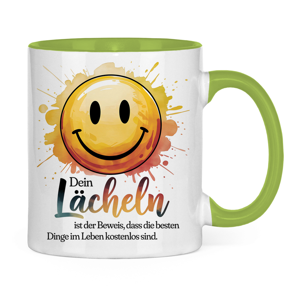 Smiley Tasse "Dein Lächeln ist der Beweis, dass die besten Dinge im Leben kostenlos sind."
