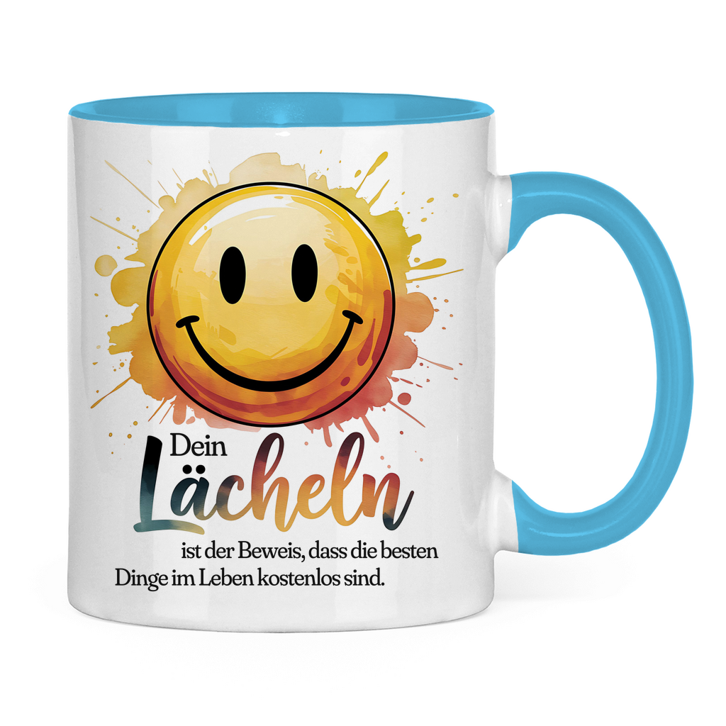 Smiley Tasse "Dein Lächeln ist der Beweis, dass die besten Dinge im Leben kostenlos sind."