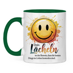 Smiley Tasse "Dein Lächeln ist der Beweis, dass die besten Dinge im Leben kostenlos sind."