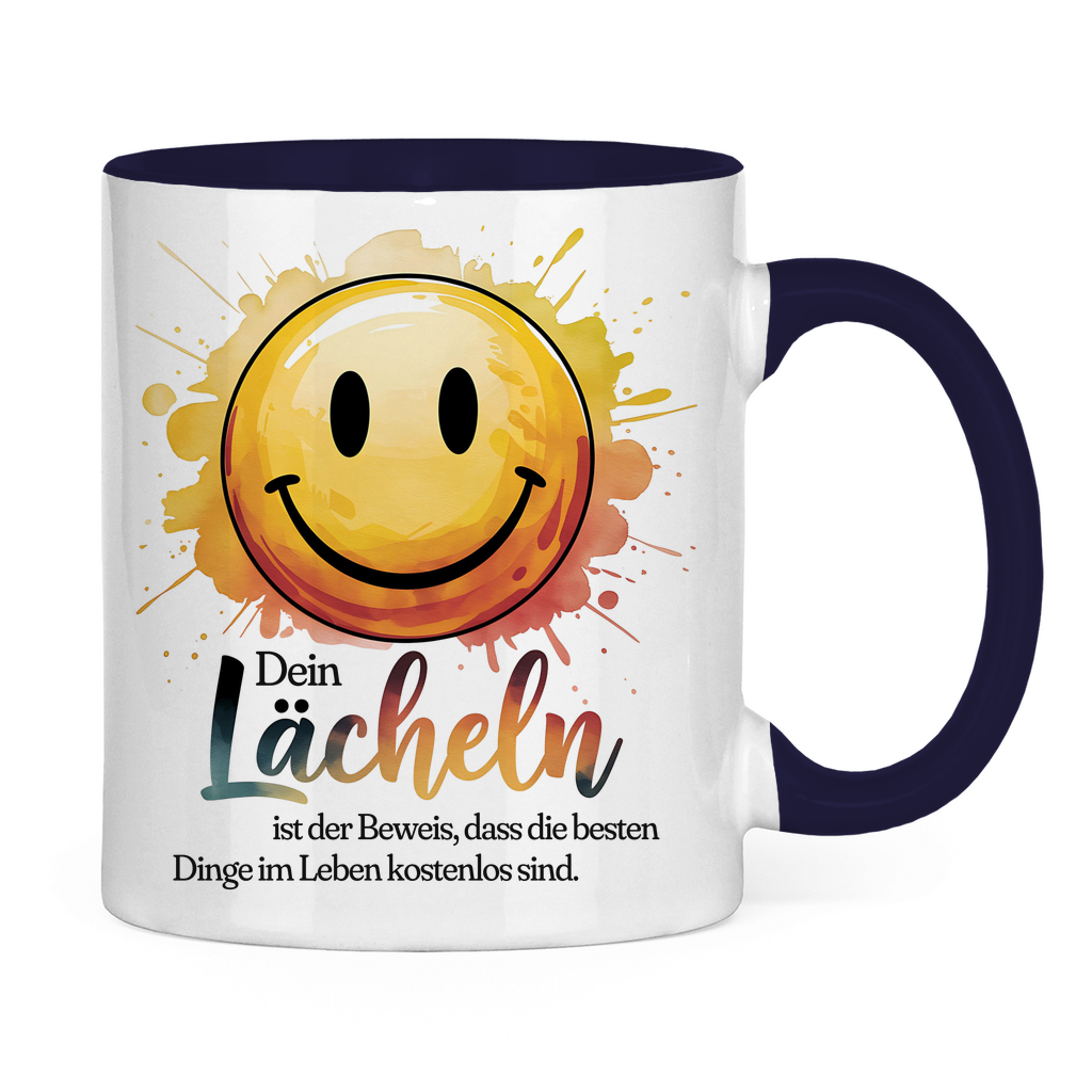 Smiley Tasse "Dein Lächeln ist der Beweis, dass die besten Dinge im Leben kostenlos sind."