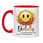 Smiley Tasse "Dein Lächeln ist der Beweis, dass die besten Dinge im Leben kostenlos sind."
