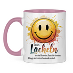Smiley Tasse "Dein Lächeln ist der Beweis, dass die besten Dinge im Leben kostenlos sind."