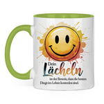 Smiley Tasse "Dein Lächeln ist der Beweis, dass die besten Dinge im Leben kostenlos sind."