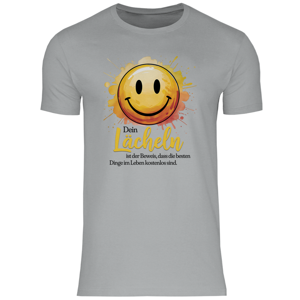 Smiley T-Shirt "Dein Lächeln ist der Beweis, dass die besten Dinge im Leben kostenlos sind." Herren