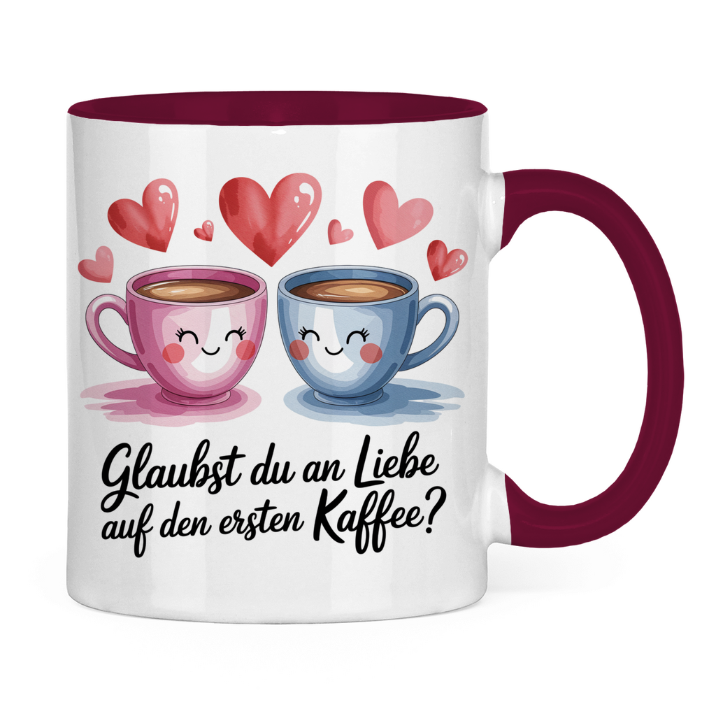 Sprüche Tasse "Glaubst du an Liebe auf den ersten Kaffee?" 2
