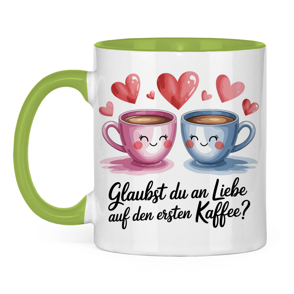 Sprüche Tasse "Glaubst du an Liebe auf den ersten Kaffee?" 2