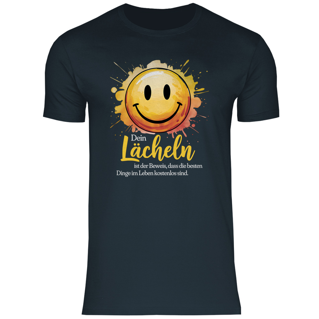 Smiley T-Shirt "Dein Lächeln ist der Beweis, dass die besten Dinge im Leben kostenlos sind." Herren