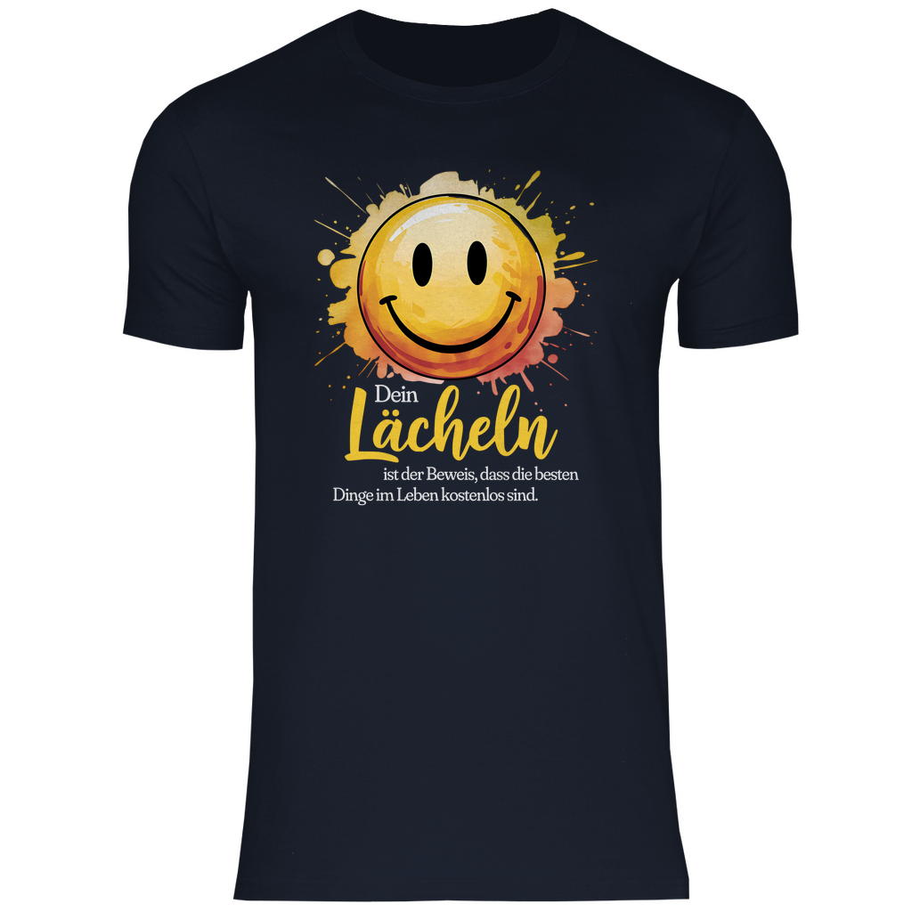 Smiley T-Shirt "Dein Lächeln ist der Beweis, dass die besten Dinge im Leben kostenlos sind." Herren