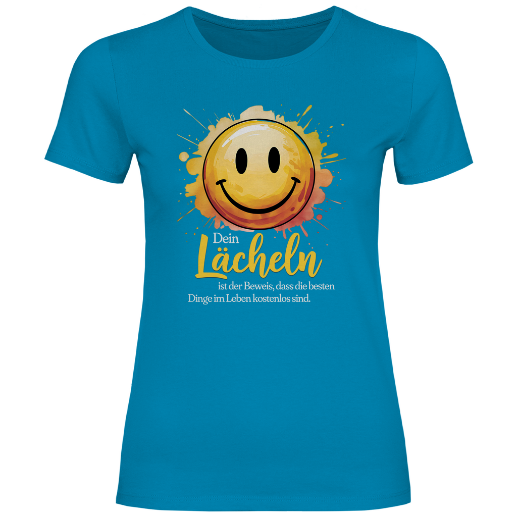 Smiley T-Shirt "Dein Lächeln ist der Beweis, dass die besten Dinge im Leben kostenlos sind." Damen