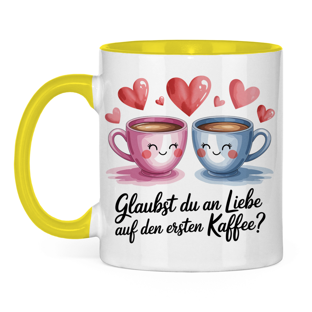 Sprüche Tasse "Glaubst du an Liebe auf den ersten Kaffee?" 2