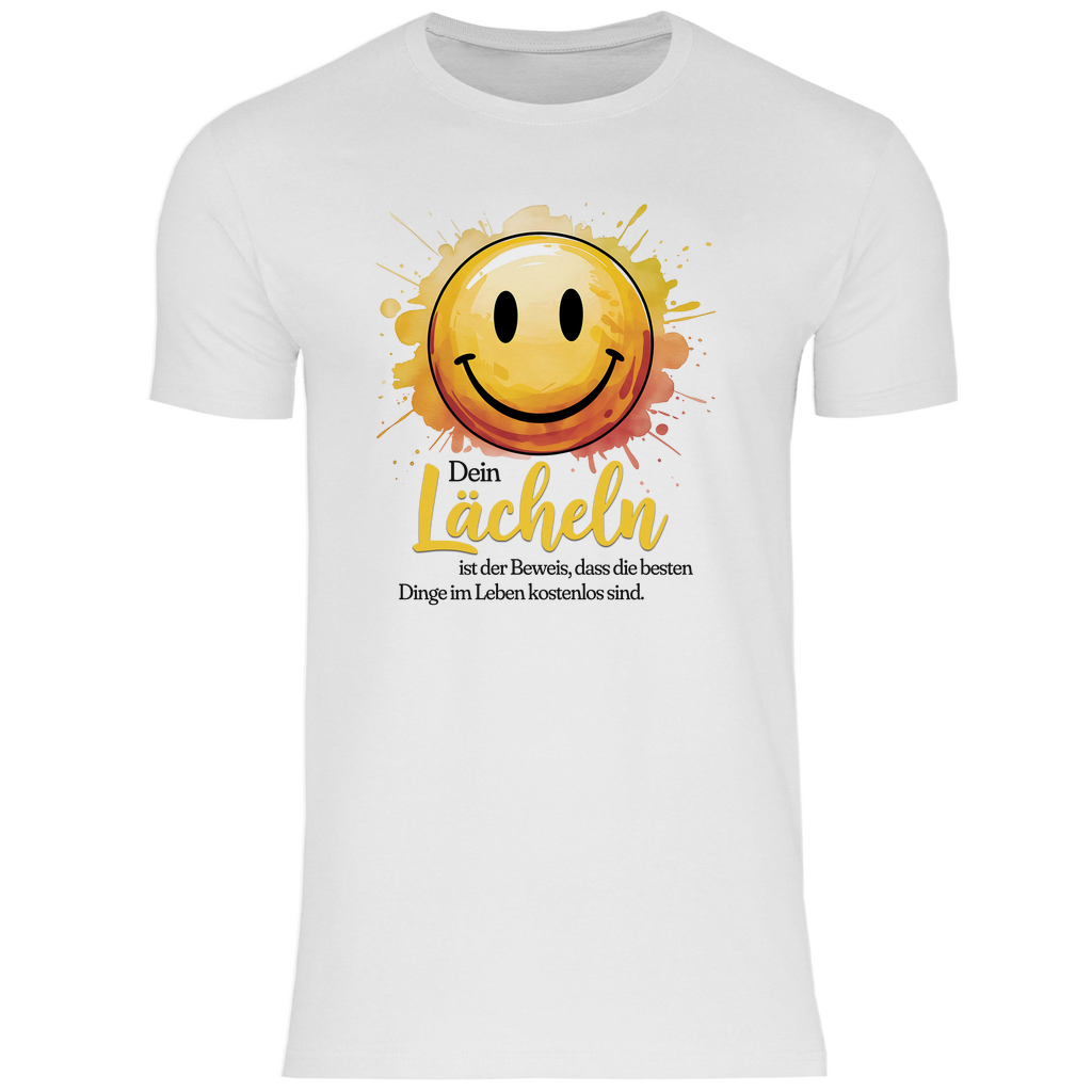 Smiley T-Shirt "Dein Lächeln ist der Beweis, dass die besten Dinge im Leben kostenlos sind." Herren