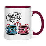Sprüche Tasse "Glaubst du an Liebe auf den ersten Kaffee?"