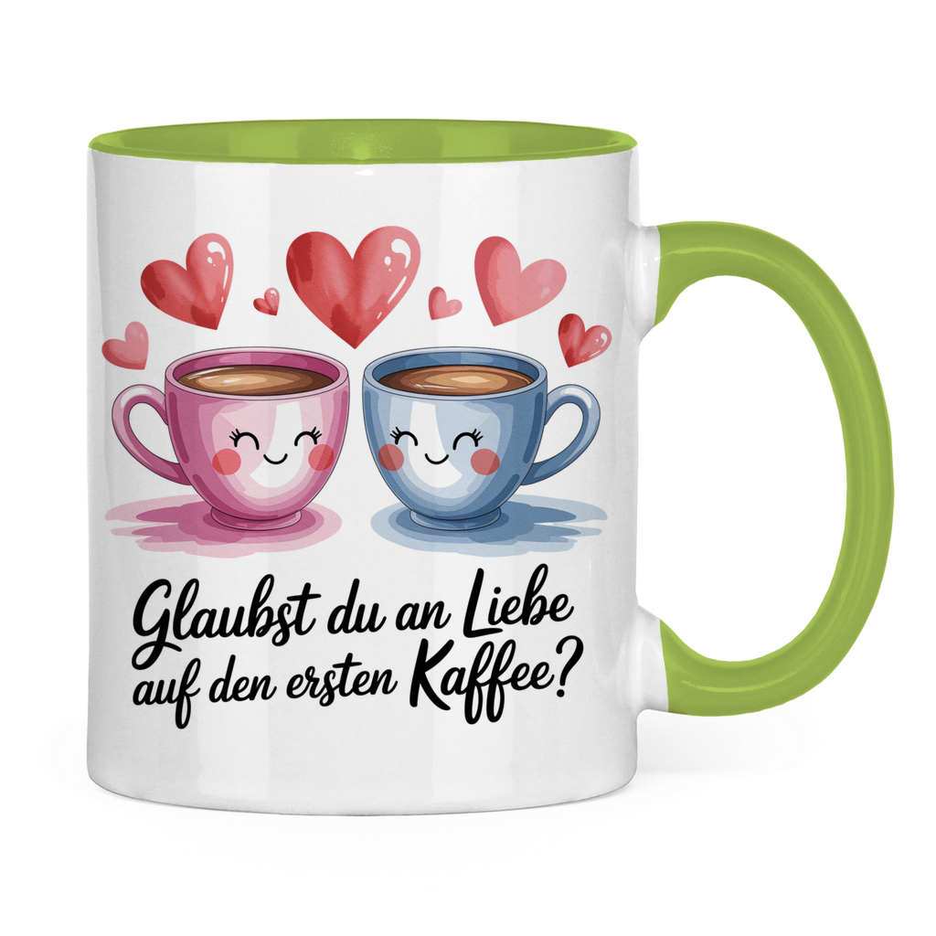 Sprüche Tasse "Glaubst du an Liebe auf den ersten Kaffee?" 2
