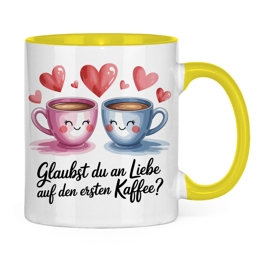 Sprüche Tasse "Glaubst du an Liebe auf den ersten Kaffee?" 2