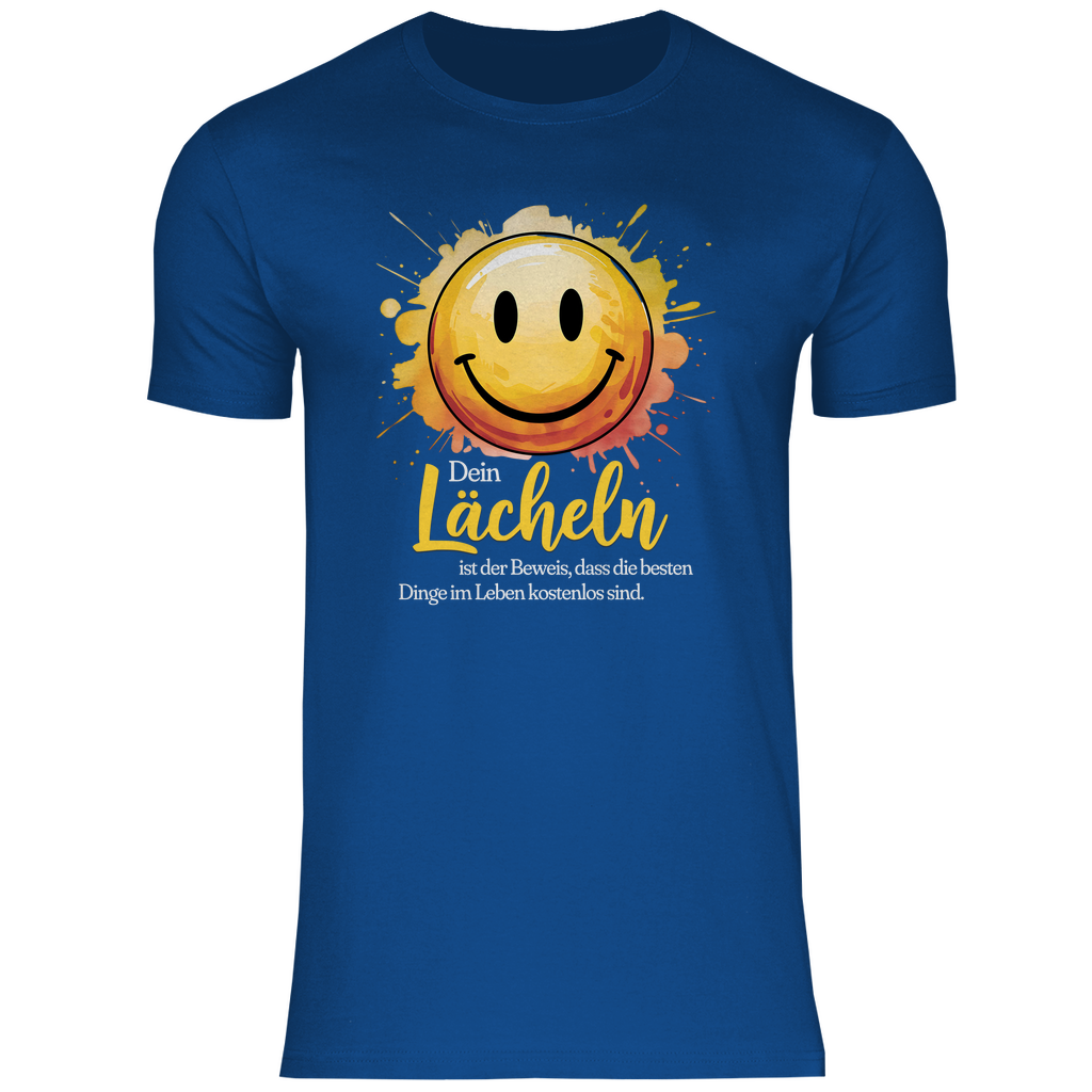 Smiley T-Shirt "Dein Lächeln ist der Beweis, dass die besten Dinge im Leben kostenlos sind." Herren
