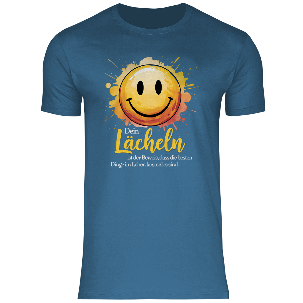 Smiley T-Shirt "Dein Lächeln ist der Beweis, dass die besten Dinge im Leben kostenlos sind." Herren