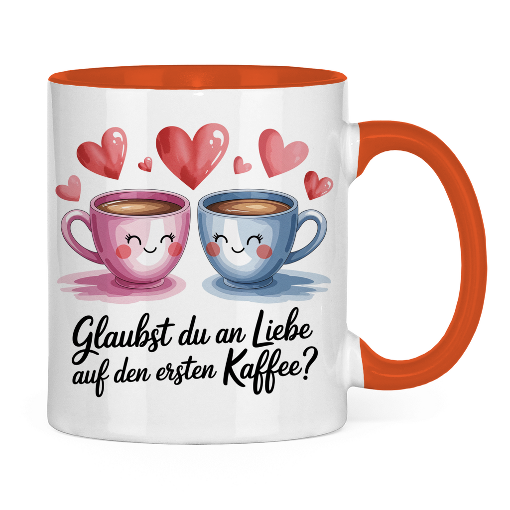 Sprüche Tasse "Glaubst du an Liebe auf den ersten Kaffee?" 2