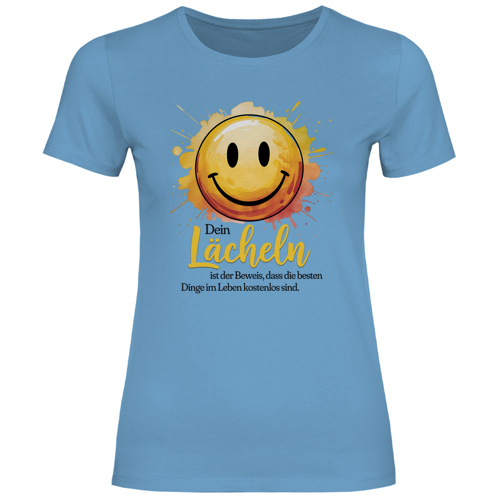 Smiley T-Shirt "Dein Lächeln ist der Beweis, dass die besten Dinge im Leben kostenlos sind." Damen