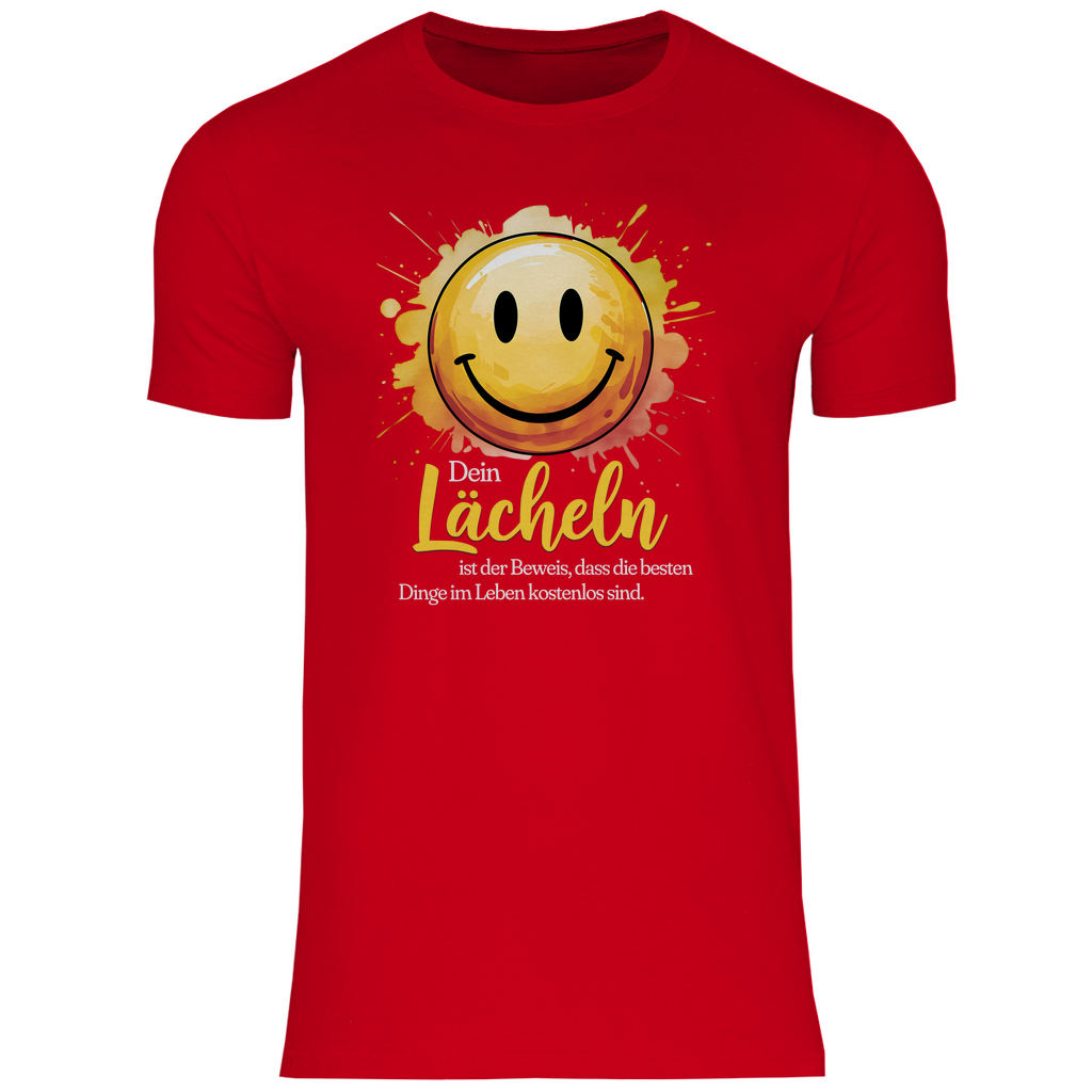 Smiley T-Shirt "Dein Lächeln ist der Beweis, dass die besten Dinge im Leben kostenlos sind." Herren