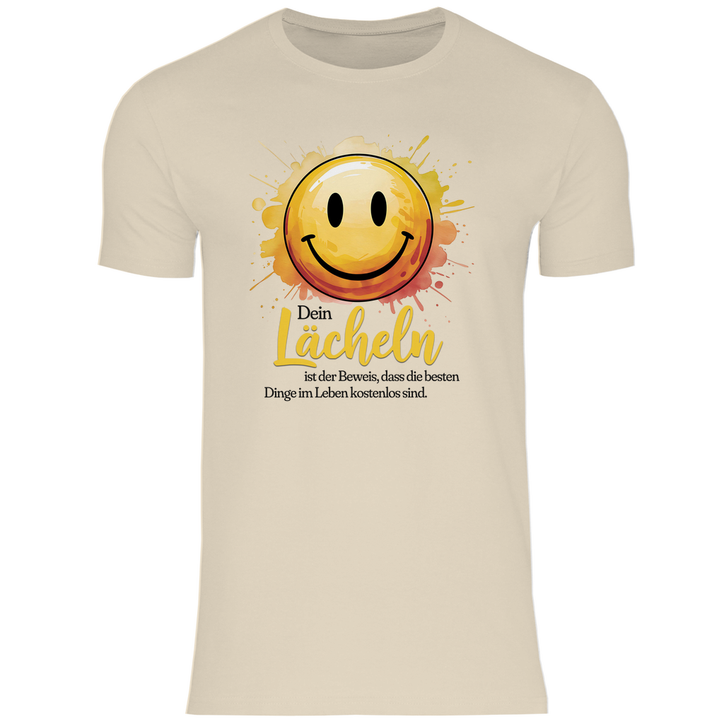 Smiley T-Shirt "Dein Lächeln ist der Beweis, dass die besten Dinge im Leben kostenlos sind." Herren