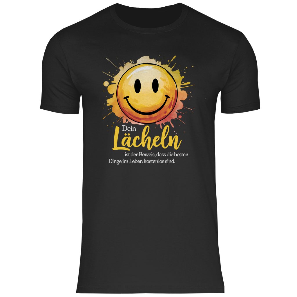Smiley T-Shirt "Dein Lächeln ist der Beweis, dass die besten Dinge im Leben kostenlos sind." Herren