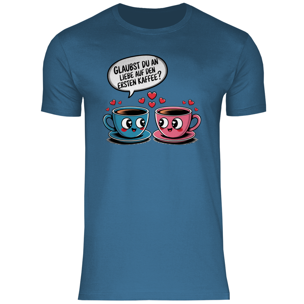 Kaffee T-Shirt "Glaubst du an Liebe auf den ersten Kaffee?" Herren